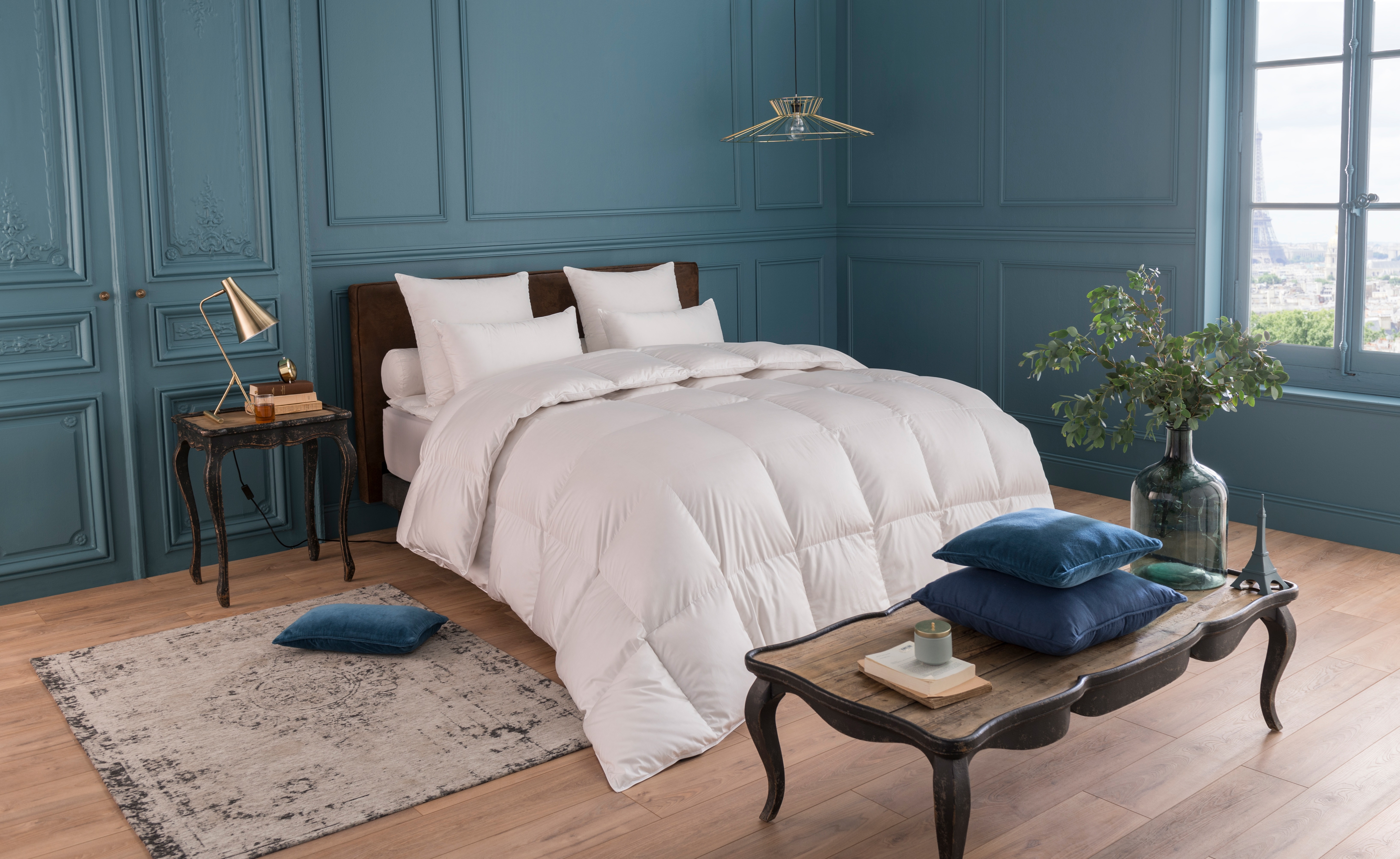 Oreiller Moelleux 65x65 Cm – 80% Duvet Canard Et Oie – Enveloppe Coton Percale – Fabriqué En France
