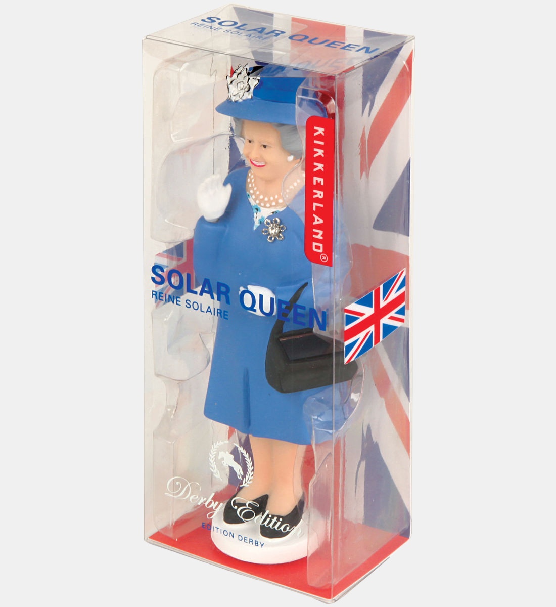 Kikkerland Reine Solaire Derby – Figurine Animée à Énergie Solaire, Chapeau Bleu Multicolore