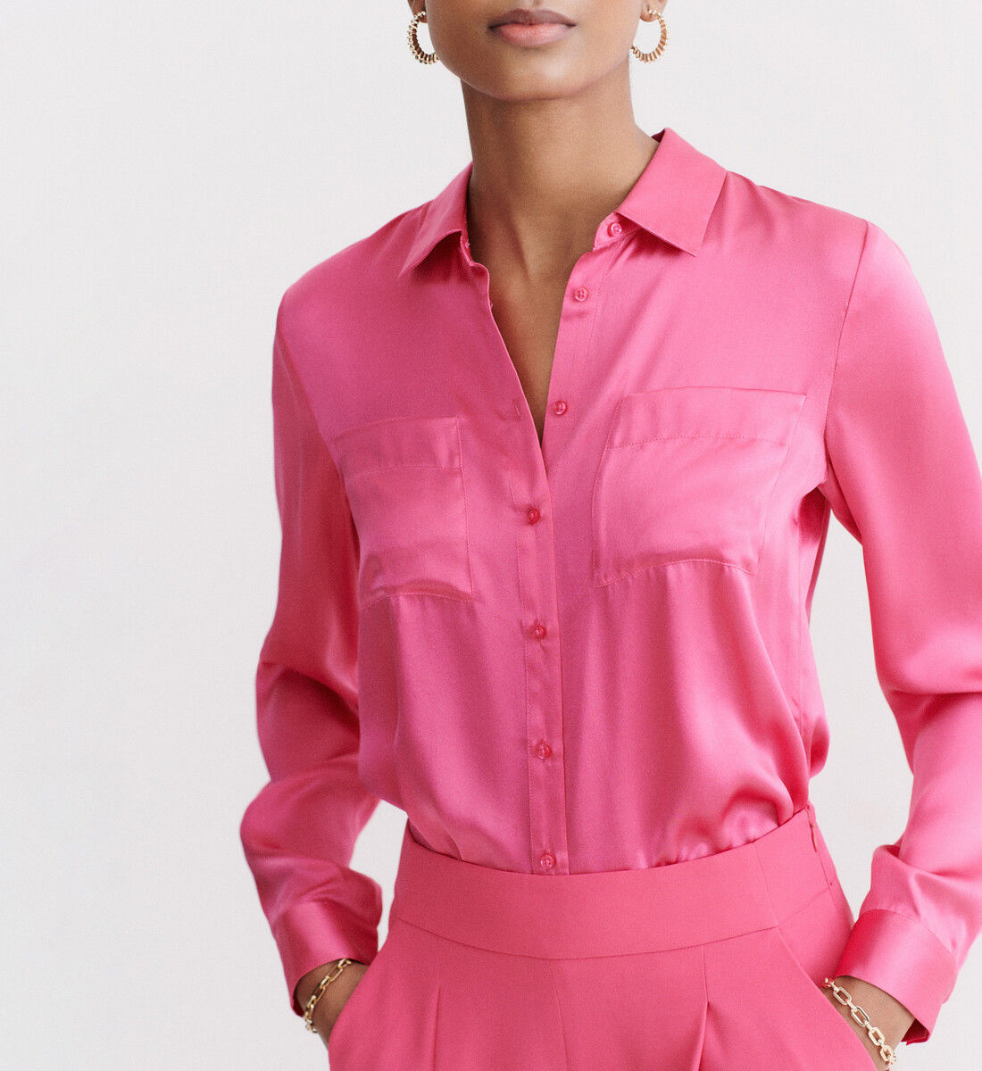CHEMISIER EN SOIE CAROLL COULEUR CRÈME TAILLE 38 - Occasion Très Bon état, Chemisier Femme élégant