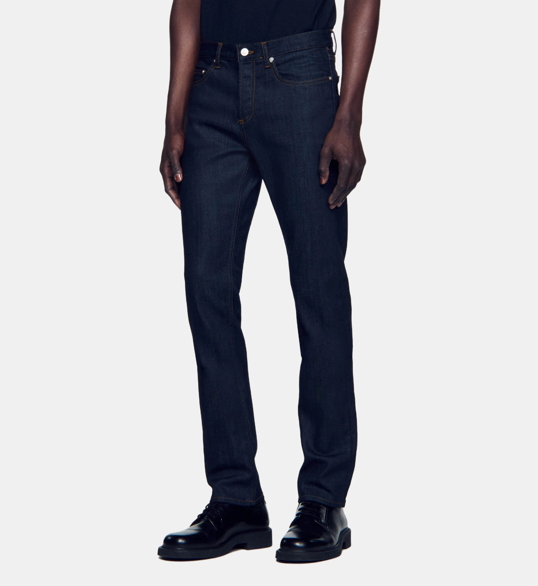 Jeans Slim Sandro Noir Gris Imprimé - Taille 36, Coupe Skinny, Excellent état Occasion