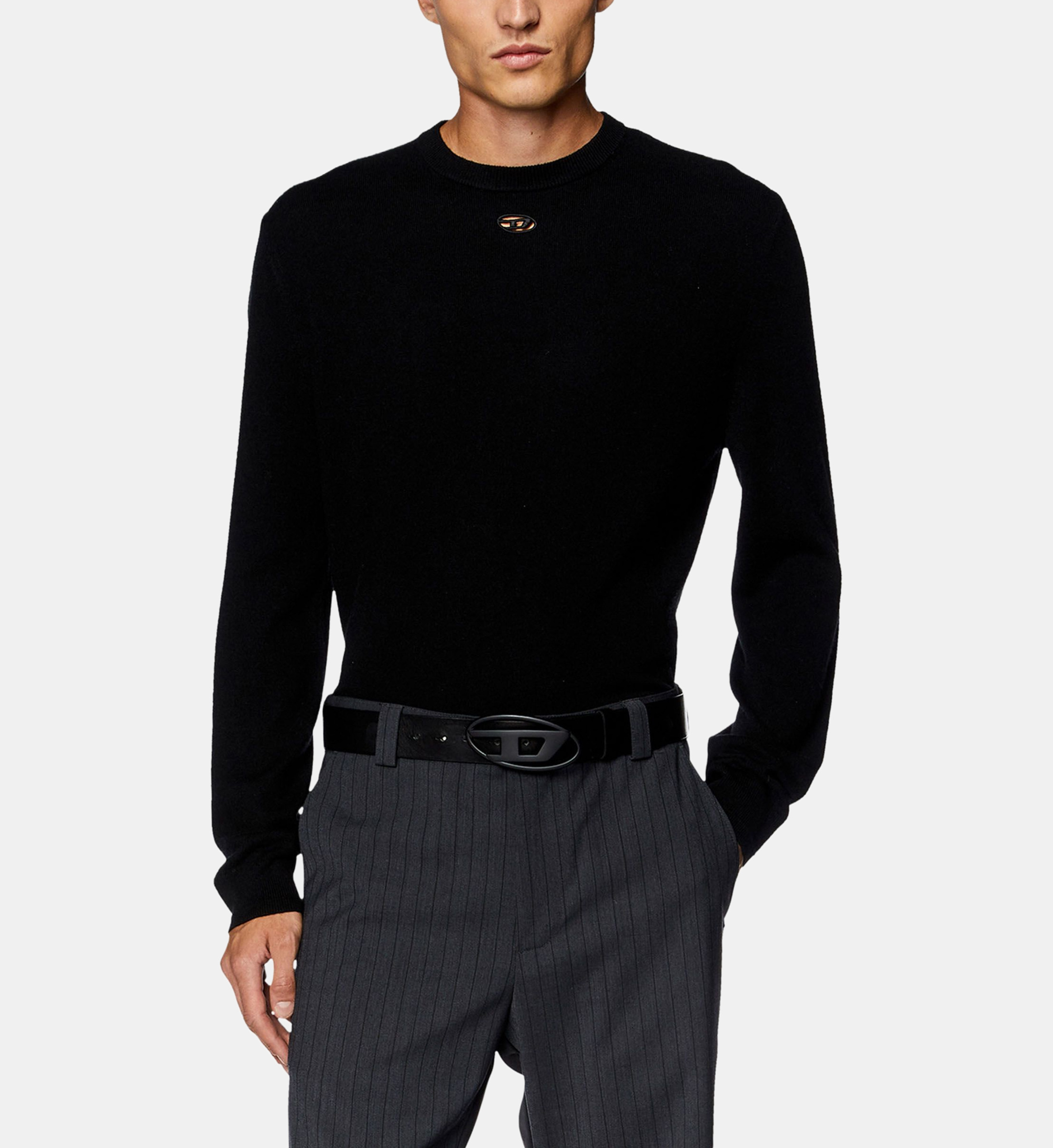 Pull Diesel Noir Pour Homme Avec Logo - Taille S, Col Rond, En Coton/polyester, état Parfait