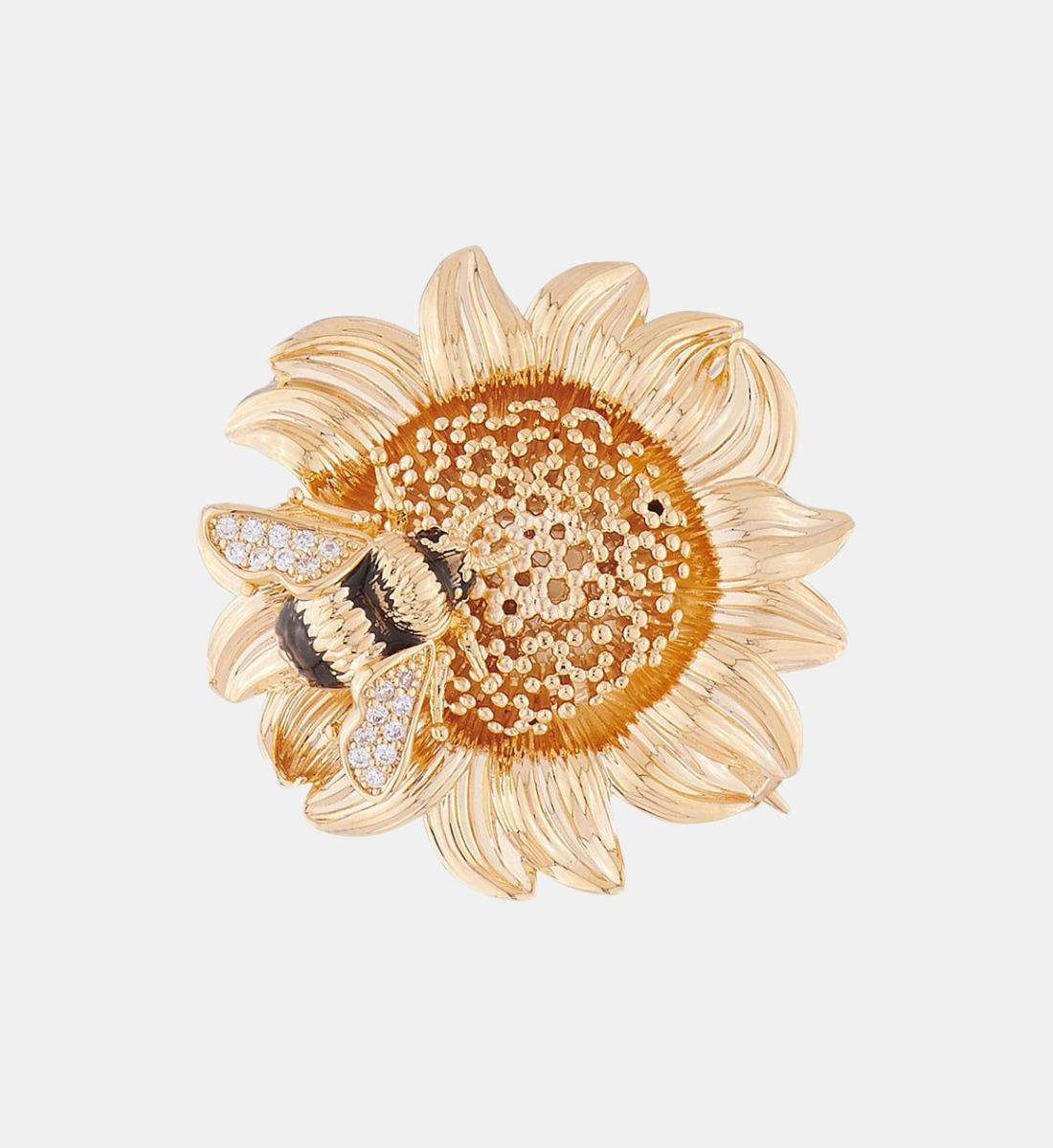 Broche Ancienne Forme Tournesol Doré - Fleur Aux Mille Pétales - Occasion (manque 2 Pétales)