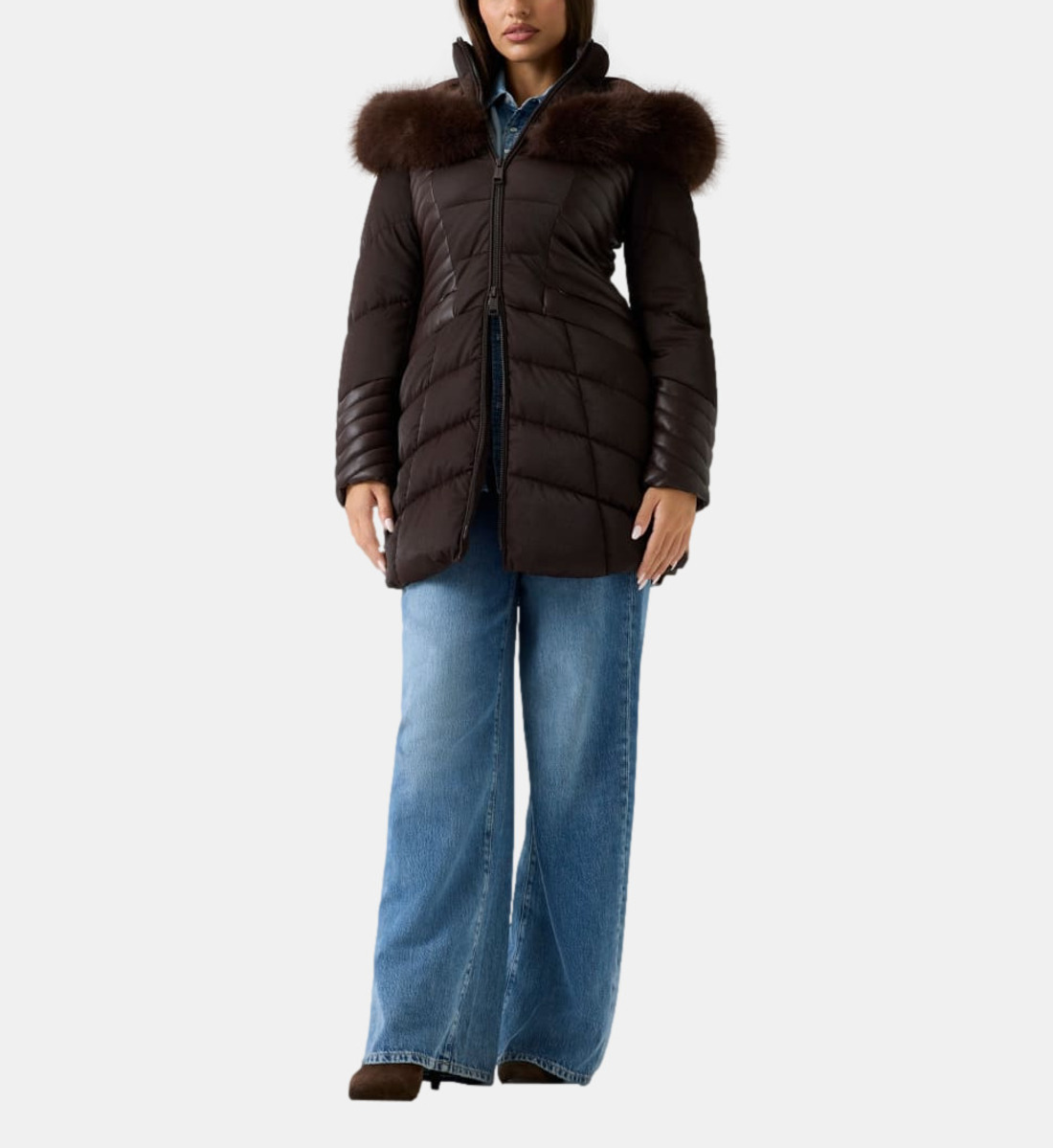 Manteau Femme GUESS Los Angeles - Laine Mélangée Noir - Taille S - Occasion Très Bon état