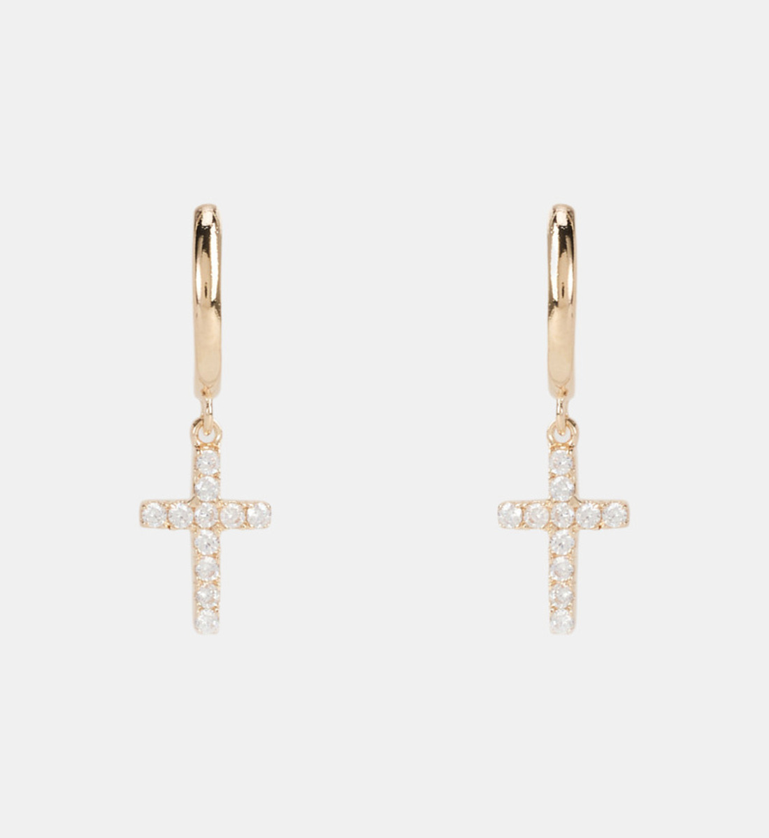 Boucles D'oreilles Pendantes Croix - Plaqué Or 18 Carats - Neuf Avec étiquettes - Bijouxia