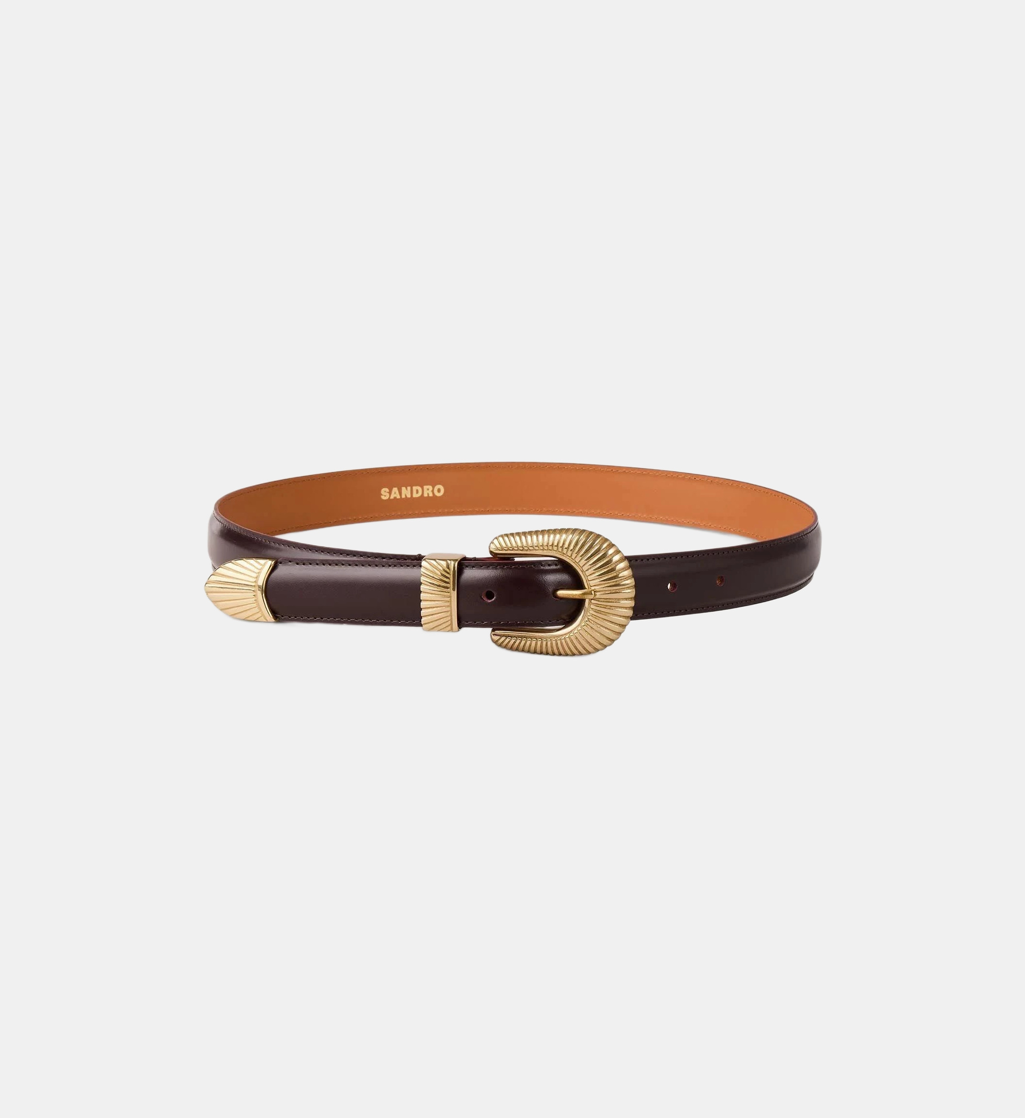 Ceinture En Cuir Sandro Paris Pour Femme - Couleur Bordeaux, Longueur 38, Taille 2, Neuf Avec étiquettes