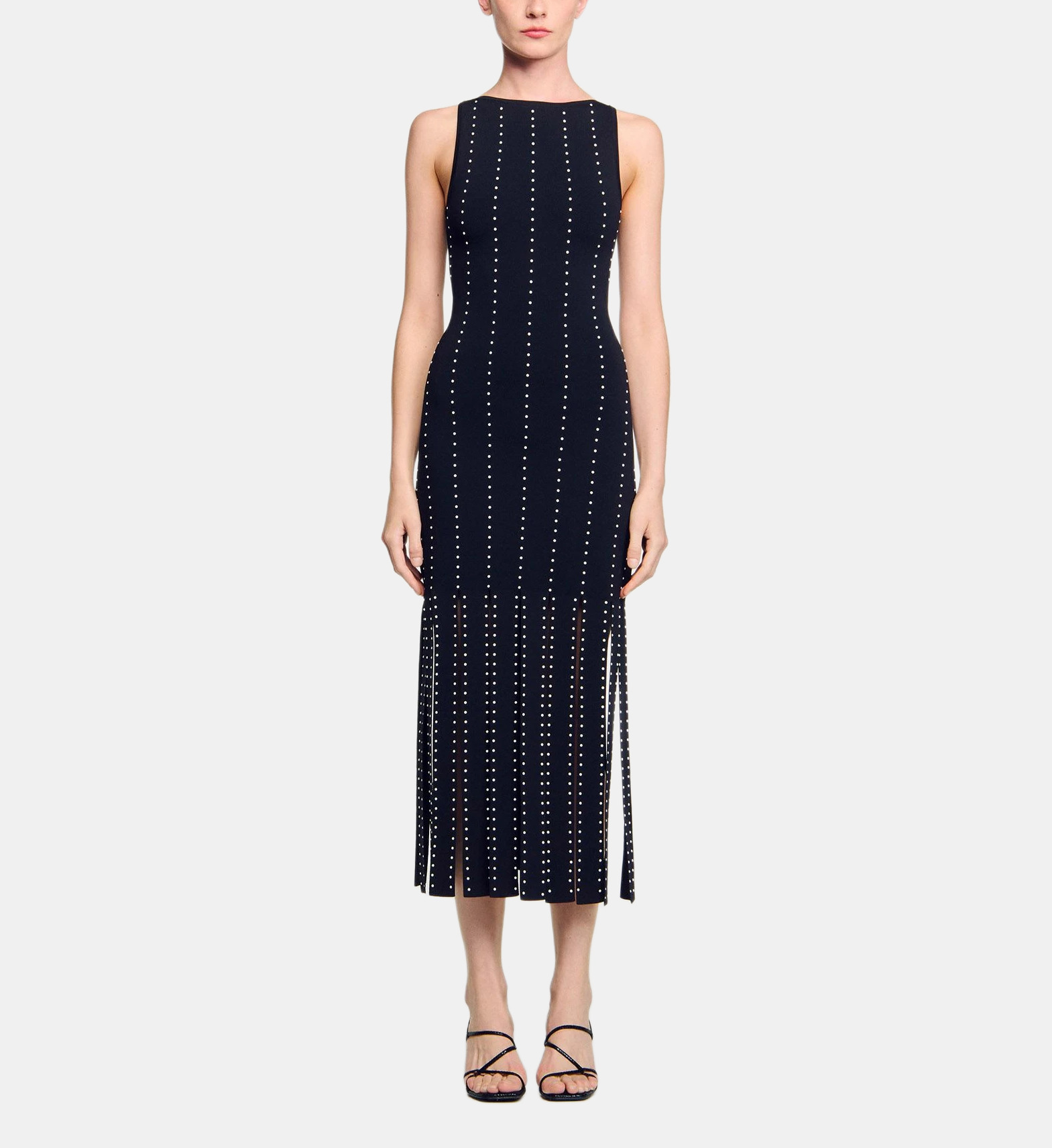 Robe Sandro Bleu Marine - Taille 1 (34/36), Longueur Genou, Manches 3/4, Viscose, Occasion Très Bon état