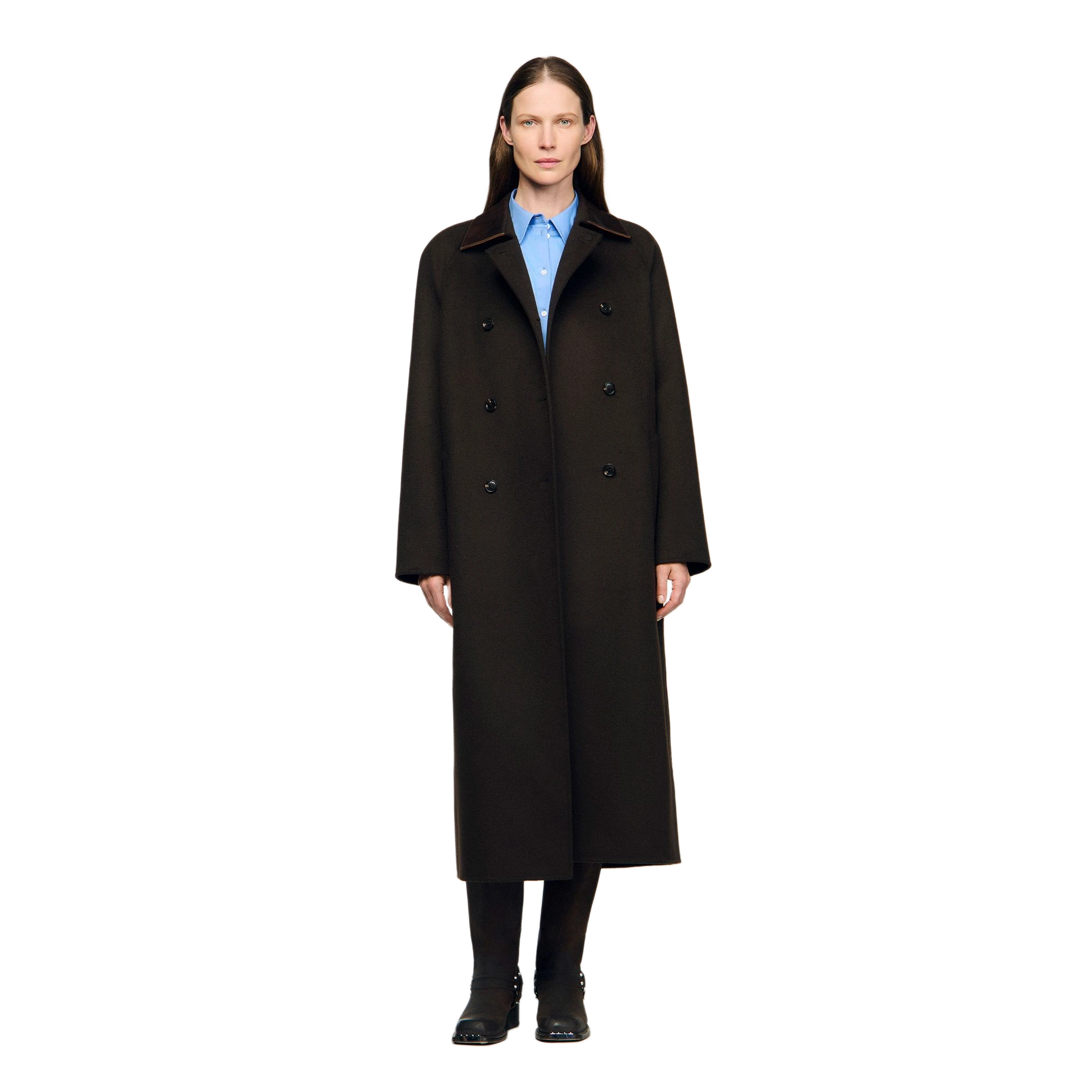 Manteau Sandro Taille 40 écru - Occasion En Très Bon état, Comme Neuf, Mix Coton/lin/viscose