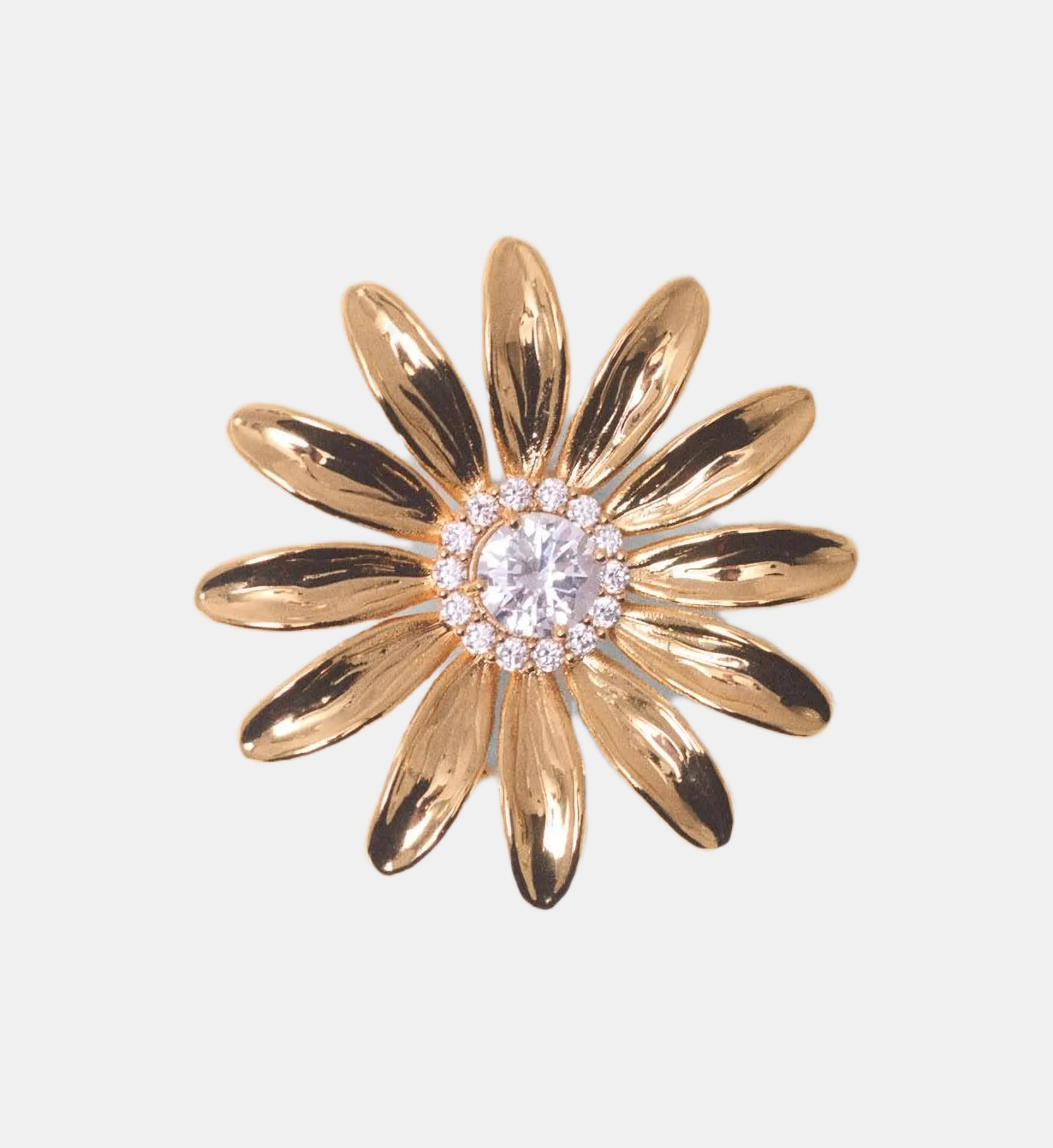 Broche Fantaisie Gerbe Dorée Avec Strass - Novitex Occasion Très Bon état
