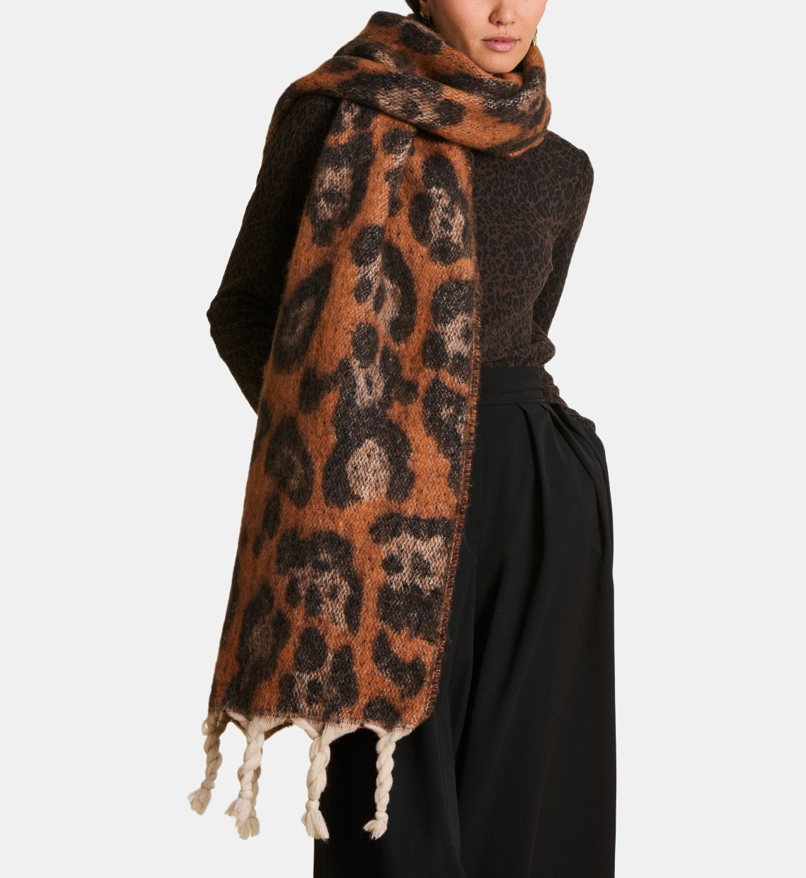 Écharpe De Luxe En Agneau Rasé Marron/rouge - Fourrure Véritable Pour Femme - Neuf Sans étiquette
