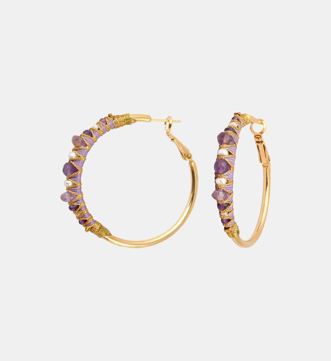 Lot 2 Boucles D'Oreilles Tunnel Souples Violettes 2mm (12G) - Pointe Ondulée Multicolore