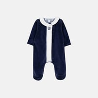 Pyjama en velours bleu marine pour bébé.