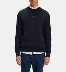 Sweat décontracté en molleton de coton avec logo contrastant BOSS