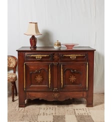 Buffet ancien en bois et laiton  Gilbert N°654- Produit chiné Debongout
