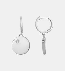Boucles d'oreilles pendantes Insolite | Ronde en Argent avec diamant blanc La Garçonne Diamant
