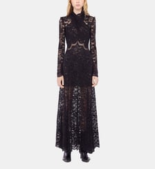 Robe longue en dentelle col montant Rabanne