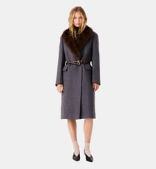 Manteau long et col fausse fourrure Maje