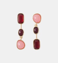 Boucles d'oreilles asymétriques rouges et roses Balaboosté