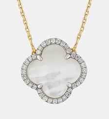 Collier, nacre blanche, diamants, or jaune Morganne Bello