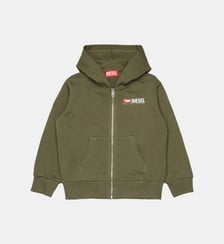 Sweat-shirt à capuche avec fermeture éclair et logo Diesel Kids