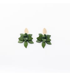 Boucles d'oreilles fleurs en résine verte Balaboosté