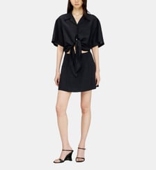 Robe courte en mélange de lin avec nœud à la taille Diesel