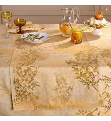 Chemin de table lin & coton lavé 190 g/m² imprimé jaune Soleil d'or dore Garnier Thiebaut