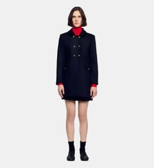 Manteau mi-long à col en velours Sandro