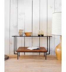 Table d'appoint en bois et verre Hanna N°1225- Produit chiné Debongout