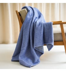 Plaid coton et mérinos - Bleu Drouault