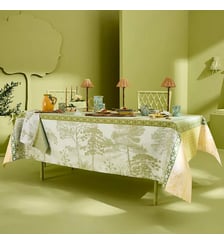 Nappe pur coton antitache 220 g/m² motif jacquard vert Le sud vert Garnier Thiebaut