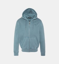 Sweatshirt zippé à capuche charbon, effet délavé Schott