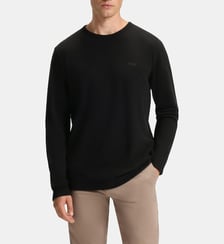 T-shirt droit manches longues en coton gaufré mélangé BOSS
