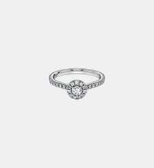Bague solitaire halo Eternity, Diamants de synthèse 0,45 ct tw, Forme ronde, Argent sterling Swarovski