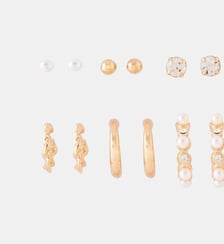 Set de 6 paires de boucles d'oreilles puces et créoles Balaboosté