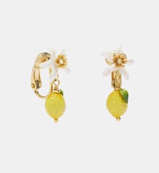 Boucles d'oreilles citron et fleur blanche Les Néréides
