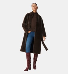 Manteau long col montant avec ceinture Ikks