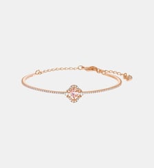 Bracelet-jonc Una, Trèfle à quatre feuilles, Rose, Doré à l’or rose 18 carats (750/1000) Swarovski