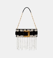 Pochette Anthem en velours brodé Balmain