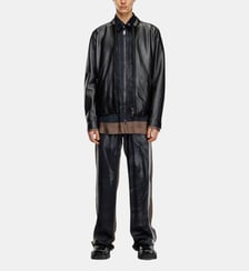 Blouson biker en cuir avec logo embossé Diesel