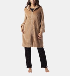 Robe de chambre zipée en peluche flanelle ESSENTIEL H56B Lingerie LE CHAT