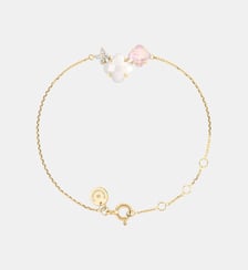 Bracelet, quartz rose, diamants, nacre blanche, or jaune Morganne Bello