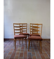 Lot de 4 chaises au tissu terracotta Alma N°1799- Produit chiné Debongout