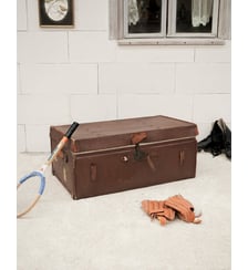 Malle de voyage en cuir Lucienne N°206- Produit chiné Debongout
