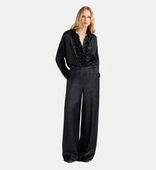 Pantalon carry-over large baccarat bis en tissu fluide lamine Momonì