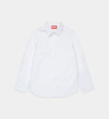 Chemise classique en popeline avec logo sur le col Diesel Kids