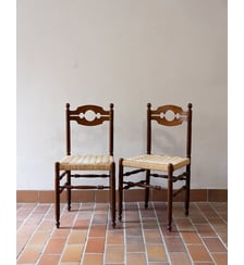 Paire de chaises en paillage Claude N°1479- Produit chiné Debongout