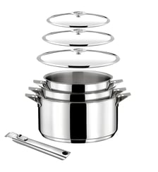 Eclipse - Lot 7 pièces - Casseroles 16, 18 et 20 cm, 3 couvercles et poignée amovible Cuisinox