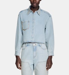 Chemise courte en jean strassée Sandro