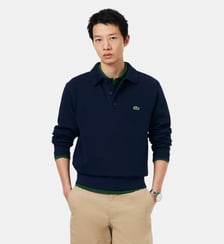 Sweatshirt col polo coton côtelé Lacoste