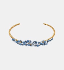 Bracelet jonc fleurs de glycine et cristaux Les Néréides